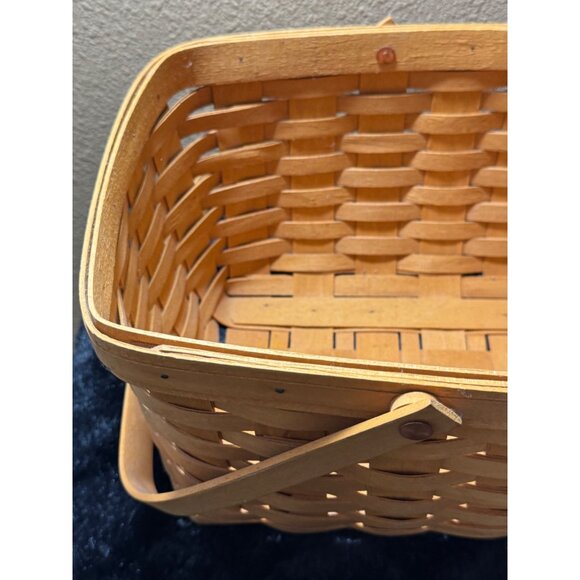 Longaberger Basket 1999 Hand Woven Classic Basket Double Swing Handles  8"Tall - Picture 4 of 8